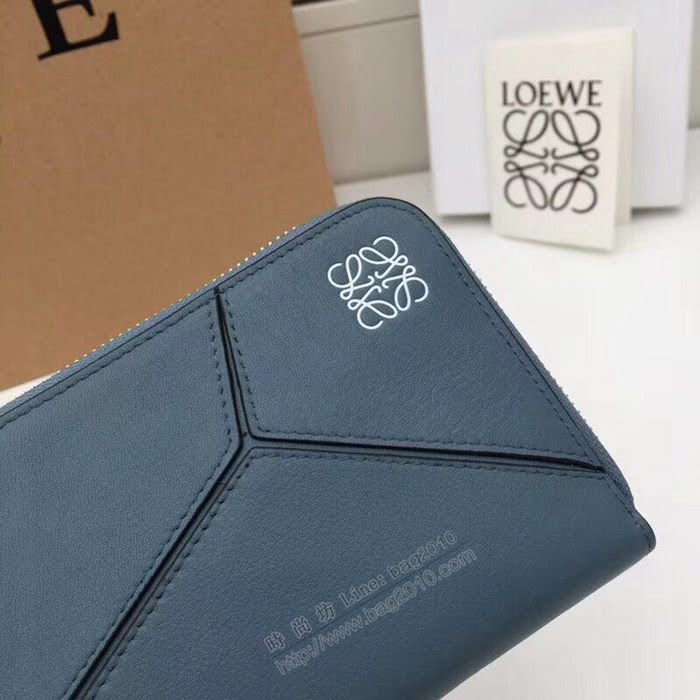 LOEWE錢包 122N89 頭層皮幾何錢包 羅意威原單長錢包  sl2056
